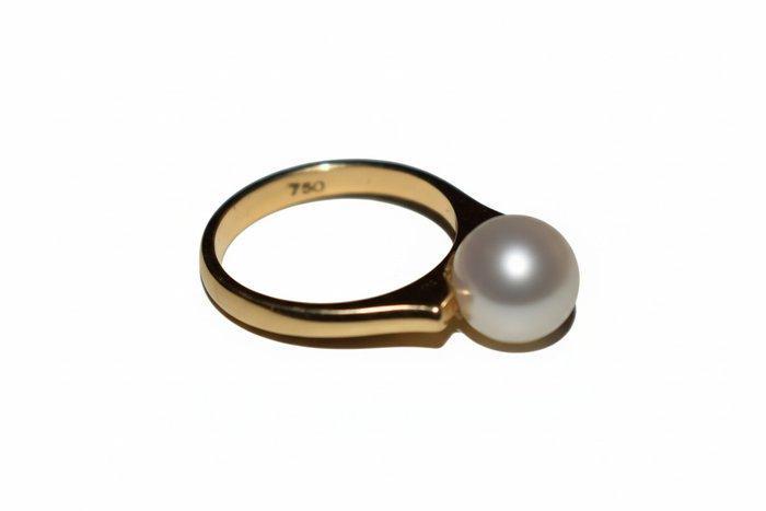 Ring - 18 karaat Geel goud Parel - 18K gouden ring, Sieraden, Tassen en Uiterlijk, Ringen