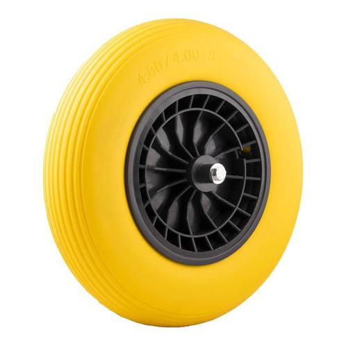 Kruiwagenwiel geel 4.00x8 anti-lek + bevestiging, Auto diversen, Aanhangwagen-onderdelen, Nieuw, Verzenden