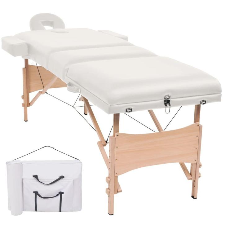 vidaXL Massagetafel inklapbaar 3 zones 10 cm dik wit, Sport en Fitness, Massageproducten, Nieuw, Verzenden