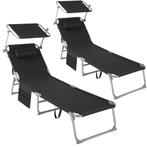 Set van 2 ligbedden Chloé 4 niveaus met hoofdkussen - zwart, Tuin en Terras, Tuinsets en Loungesets, Verzenden, Nieuw
