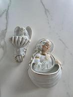 Beeld, Wijwatervat 2x - 17.6 cm - Porselein, Antiek en Kunst