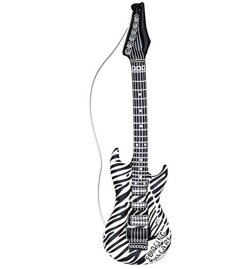 Opblaas Gitaar Zebra print 105cm, Hobby en Vrije tijd, Feestartikelen, Nieuw, Ophalen of Verzenden