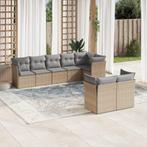 vidaXL 8-delige Loungeset met kussens poly rattan beige, Verzenden, Nieuw, Rotan, Loungeset