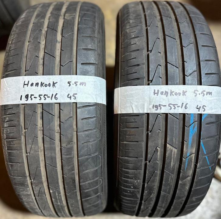 2x195-55-16 Hankook zomer 5.5m €45 per band 195 55 16, Auto-onderdelen, Banden en Velgen, 16 inch, Zomerbanden, 195 mm, Personenwagen
