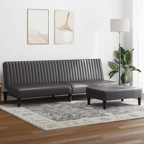 vidaXL 2-delige Loungeset kunstleer grijs, Huis en Inrichting, Banken | Bankstellen, Nieuw, Leer, Vierpersoons of meer, Verzenden