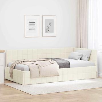 vidaXL Hoekbedframe met hoofdeinde Crème 90 x 190 cm Fluweel beschikbaar voor biedingen