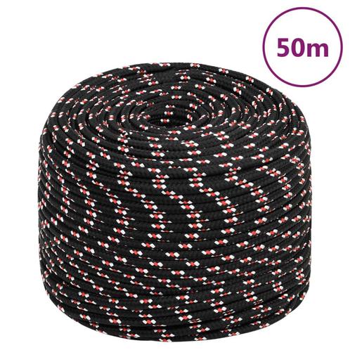 vidaXL Boot touw 8 mm 50 m polypropyleen zwart, Doe-het-zelf en Verbouw, IJzerwaren en Bevestigingsmiddelen, Nieuw, Verzenden