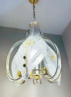 Kroonluchter - bladeren - Glas, Messing, Antiek en Kunst, Antiek | Lampen