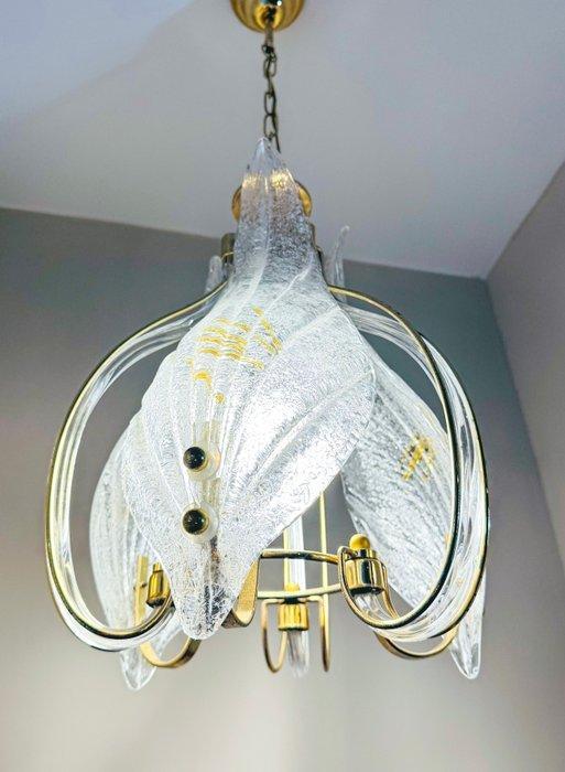 Kroonluchter - bladeren - Glas, Messing, Antiek en Kunst, Antiek | Lampen