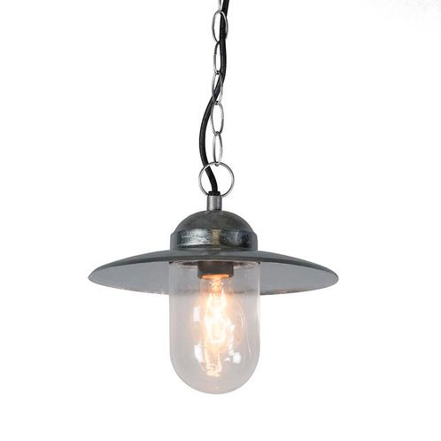 Industriële hanglamp zink IP44 - Munich, Tuin en Terras, Buitenverlichting, Nieuw, 50 tot 250 watt, Overige materialen