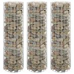 vidaXL Gabion plantenbakken 3 st rond verhoogd Ø30x100 cm, Tuin en Terras, Verzenden, Minder dan 60 cm, Nieuw, Metaal