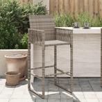 vidaXL Tuinbarkrukken 2 st poly rattan grijs, Tuin en Terras, Tuinstoelen, Verzenden, Nieuw, Rotan