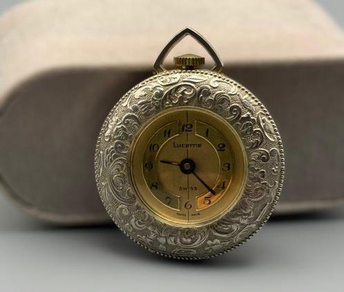 Lucerne - Swiss Made Taschenuhr – 1970er Jahre – Floral, Sieraden, Tassen en Uiterlijk, Horloges | Heren