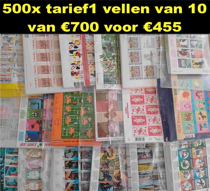 500x tarief1, vellen van 10 postfris nominaal frankeergeldig, Postzegels en Munten, Postzegels | Nederland, Postfris, Na 1940
