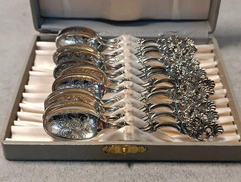 Oldemor - Lepeldoos (13) - Set van 12 NOORSE 830 zilveren, Antiek en Kunst, Antiek | Goud en Zilver