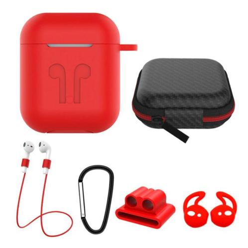 6 in 1 Kit voor AirPods 1 / 2 Rood - Hoesje / Anti-Lost, Telecommunicatie, Mobiele telefoons | Hoesjes en Frontjes | Overige merken