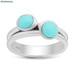 Zilveren sky blue turkoois ring ringmaat 18, Verzenden, Nieuw, Zilver