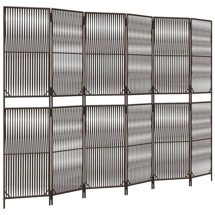 Paravent 6 panelen bruin | retourdeal | 64%, Antiek en Kunst, Antiek | Woonaccessoires, Ophalen of Verzenden