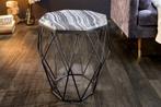 Design bijzettafel DIAMOND 50cm grijs marmer zwart metaal -, Huis en Inrichting, Tafels | Salontafels, Ophalen of Verzenden, Nieuw