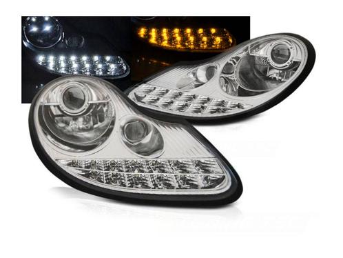Koplamp units LED DRL geschikt voor Porsche Boxster Chrome, Auto-onderdelen, Verlichting, Nieuw, Porsche, Verzenden
