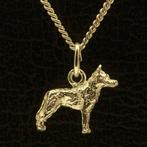 Gouden Siberian Husky staart omlaag ketting hanger - klein, Verzenden, Nieuw
