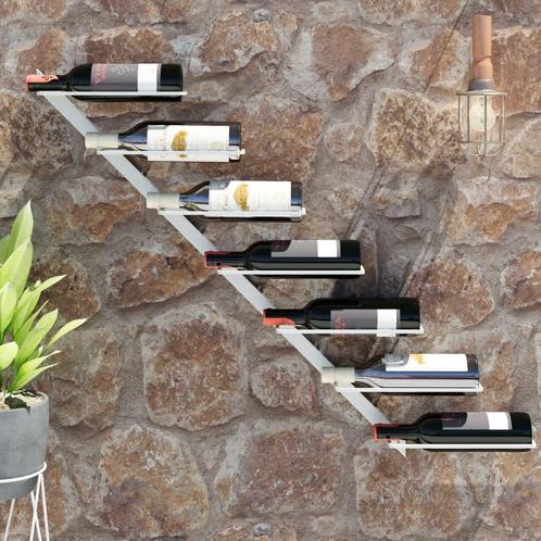 vidaXL Wijnrek voor 7 flessen wandmontage metaal wit, Huis en Inrichting, Woonaccessoires | Wijnrekken, Nieuw, Verzenden