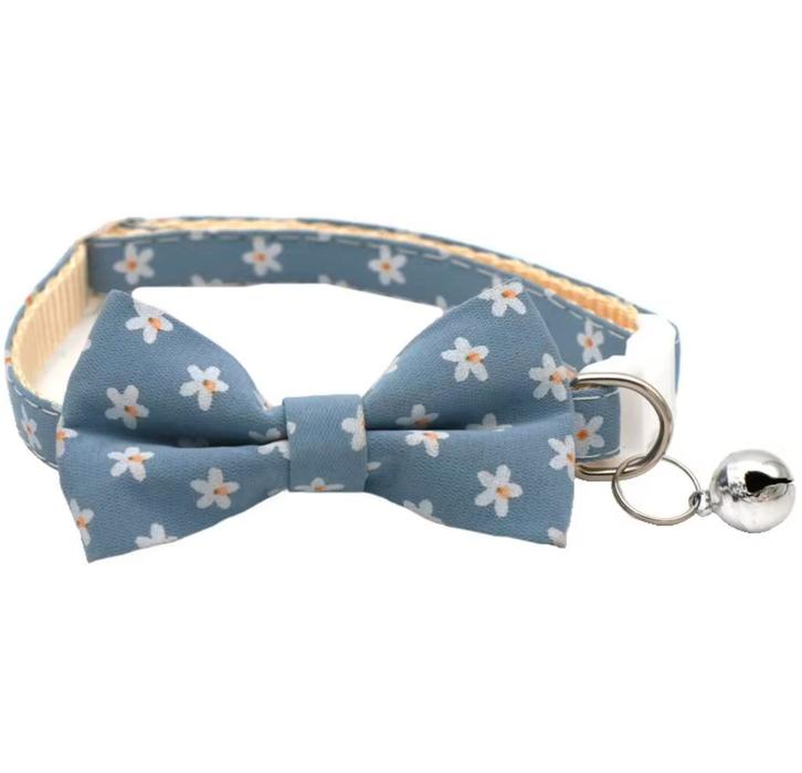 Kattenhalsband - Puppyhalsbandje met strik Blauw Sunflower, Dieren en Toebehoren, Hondenhalsbanden en Penningen, Nieuw, Ophalen of Verzenden