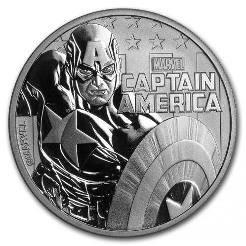 Tuvalu - Marvel Series - Captain America 1 oz 2019, Postzegels en Munten, Munten | Oceanië, Losse munt, Zilver, Verzenden