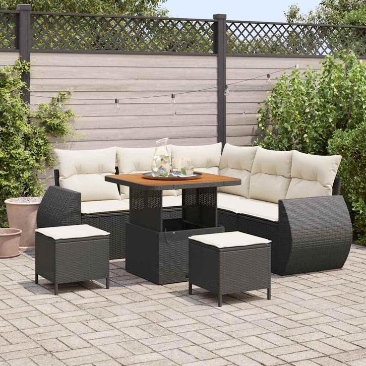 vidaXL Tuin Sofa Set 8 pcs Zwart poly rattan, Tuin en Terras, Tuinsets en Loungesets, Nieuw, Verzenden