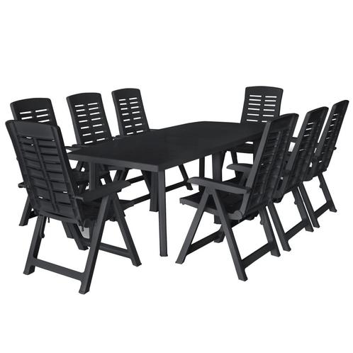 vidaXL 9-delige Tuinset kunststof antraciet, Tuin en Terras, Tuinsets en Loungesets, Tuinset, Nieuw, Meer dan 8 zitplaatsen, Textileen