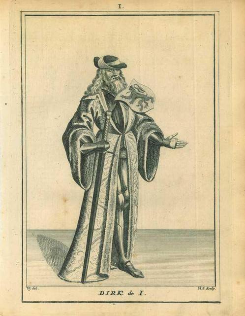 Portrait of Dirk I, Count of Holland, Antiek en Kunst, Kunst | Etsen en Gravures