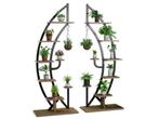 Twee 7-Lagen Hoge Metalen Plantenrek Gebogen Halve Maan Vorm, Verzenden, Nieuw