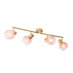 Art Deco spot goud met roze glas 4-lichts - Vidro, Huis en Inrichting, Nieuw, Overige materialen, Art Deco