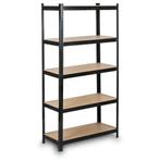 Modulair opbergrek 5 planken - Zwart MDF - 150x75x30 cm -..., Ophalen of Verzenden, Nieuw