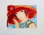 Claire Astaix (1953) - Jeune fille au chapeau - Lithographie