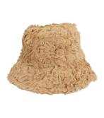 Bucket Hat Fluffy Imitatie Bont Licht Bruin, Nieuw