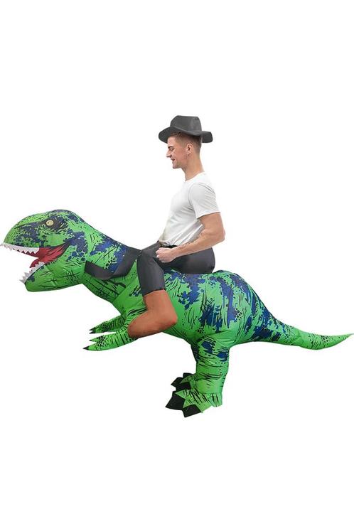 KIMU® Opblaas Kostuum Rijdend op T-Rex Groen Opblaasbaar Pak, Kleding | Heren, Carnavalskleding en Feestkleding, Kleding, Nieuw