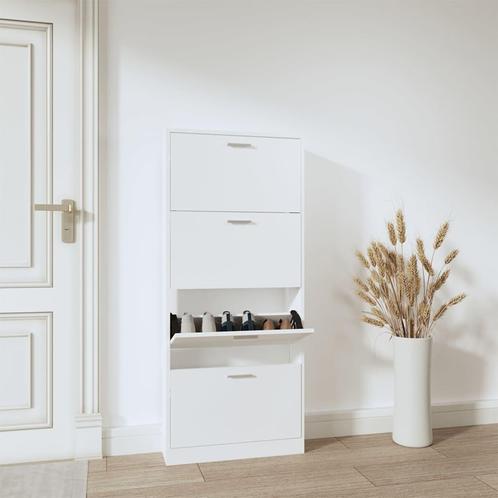vidaXL Schoenenkast 59x17x150 cm bewerkt hout wit, Huis en Inrichting, Kasten | Schoenenrekken, Nieuw, Verzenden