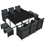 Polyrotan eetset - Baracoa XL - 11-delig - Zwart, Verzenden, Nieuw