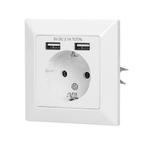 Inbouwstopcontact - 2x USB - 2.1A - 80 x 80mm, Doe-het-zelf en Verbouw, Elektra en Kabels, Ophalen of Verzenden, Nieuw, Stopcontact