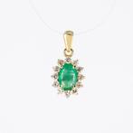Hanger - 14 karaat Geel goud Smaragd - Diamant