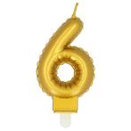 Gouden Kaars 6 Jaar 8cm, Verzenden, Nieuw