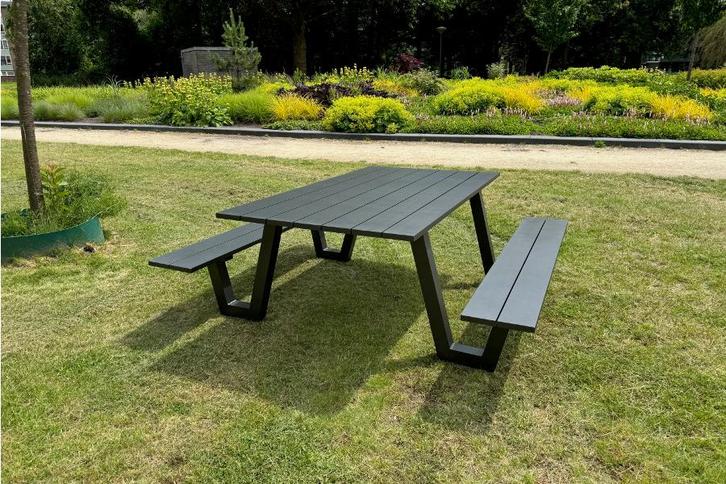 Rockwood® Picknicktafel Aluminium Londen Antraciet 1.80m, Tuin en Terras, Picknicktafels, Nieuw, Hout, Rechthoekig, Ophalen of Verzenden