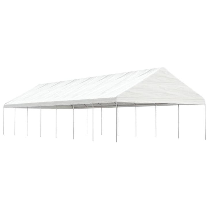vidaXL Prieel met dak 15,61x5,88x3,75 m polyetheen wit, Tuin en Terras, Partytenten, Nieuw, Verzenden