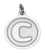 Zilveren Letter C rond mat en glans kettinghanger, Verzenden, Nieuw