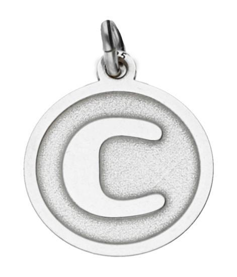 Zilveren Letter C rond mat en glans kettinghanger, Sieraden, Tassen en Uiterlijk, Kettinghangers, Verzenden