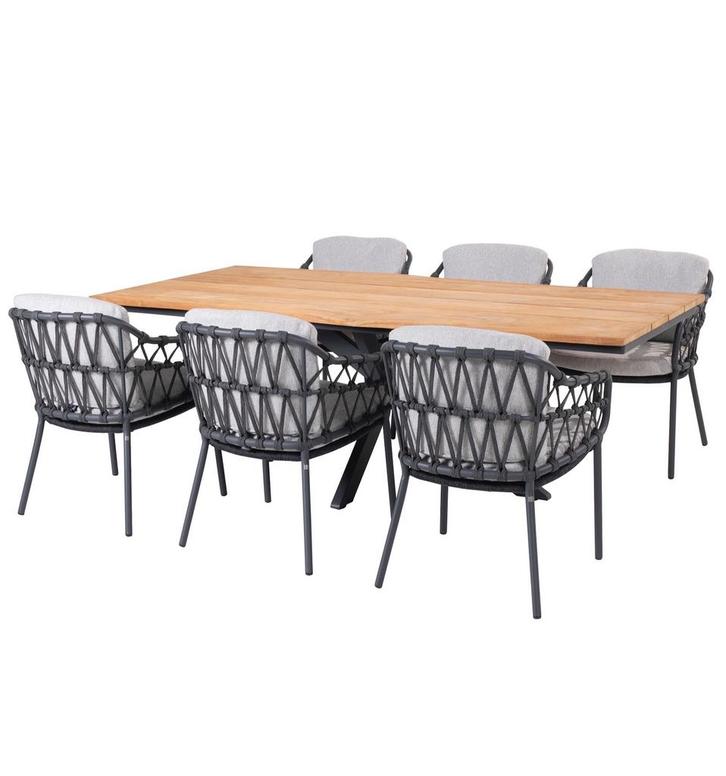 Minerva Calpi dining tuinset 220x95xH75cm 7 delig 4 Seasons, Tuin en Terras, Tuinsets en Loungesets, Nieuw, Ophalen of Verzenden
