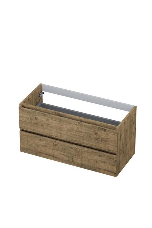 Onderkast INK 2 laden greeploos met houten keerlijst 100 cm, Doe-het-zelf en Verbouw, Sanitair, Bad, Nieuw, Ophalen of Verzenden