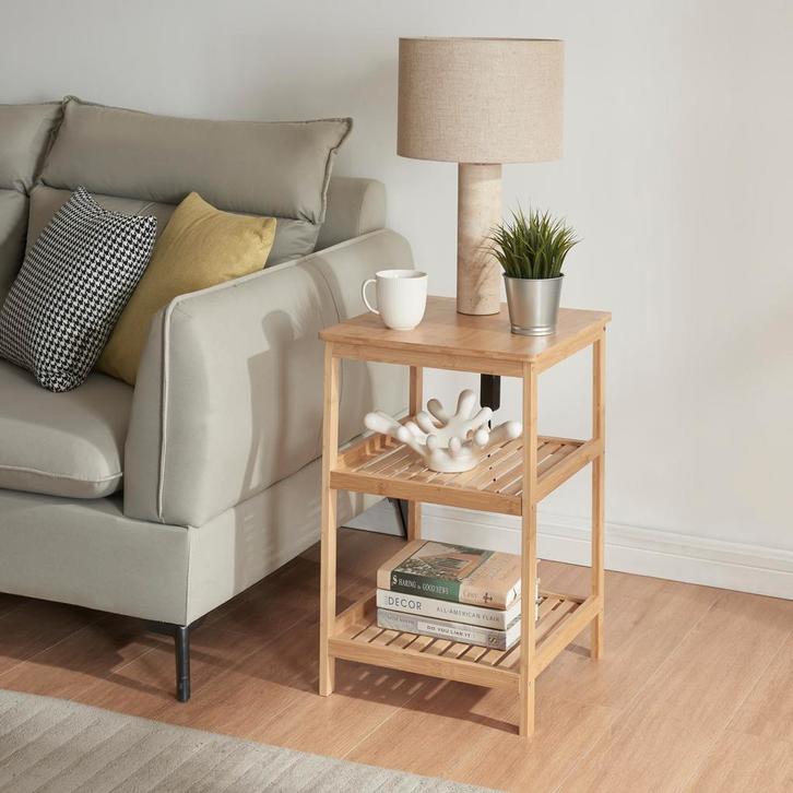 [en.casa] Staand rek Ikerasak bamboe badkamerrek 60x40x40 cm, Huis en Inrichting, Tafels | Bijzettafels, Verzenden