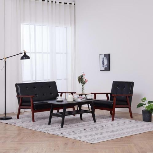 vidaXL 2-delig Bankstel kunstleer zwart, Huis en Inrichting, Banken | Bankstellen, Nieuw, Minder dan 150 cm, Leer, Vierpersoons of meer